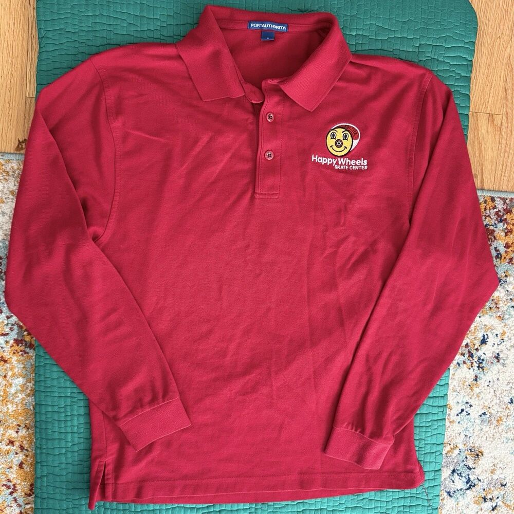 Vintage 90s Happy Wheels Skate Center Collared Shirt Long Sleeve New Hampshire